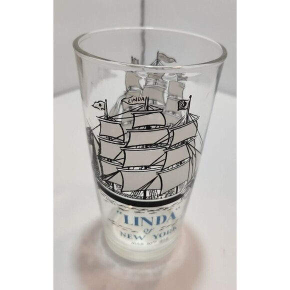 Vtg Hazel Atlas Schooners Blue Glass Ice Bucket & 4 Glasses Long John Silvers - Picture 15 of 16